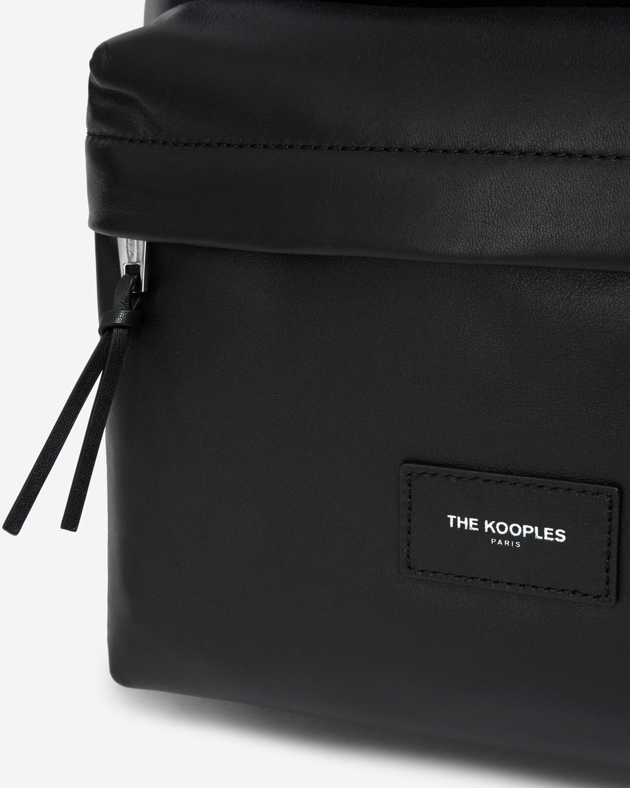 The Kooples MEN BLACK black leather backpack w/ front zipped pocket
