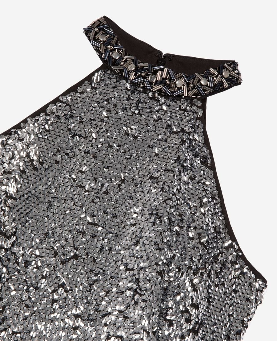 The Kooples F SILVER short dress in silver sequins