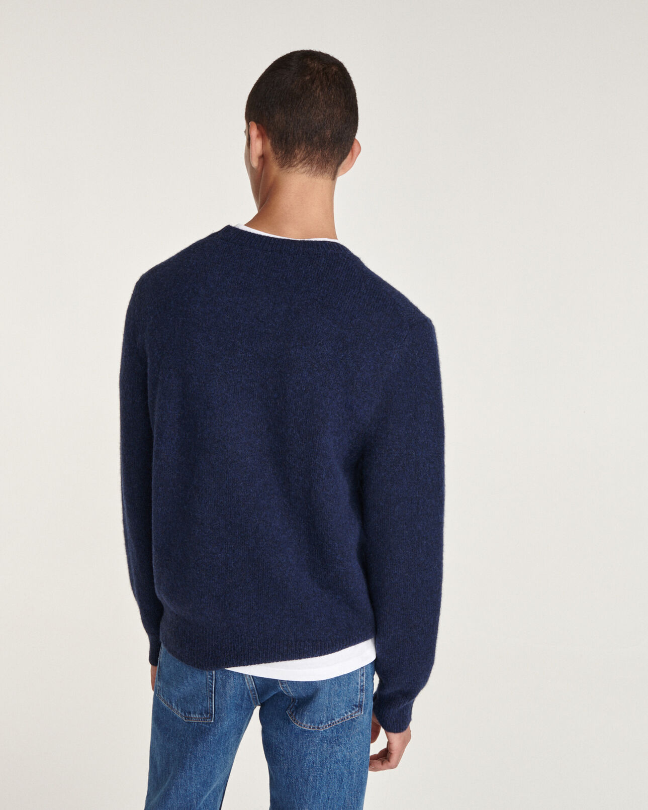 The Kooples MEN DARK NAVY navy blue alpaca wool crew neck sweater