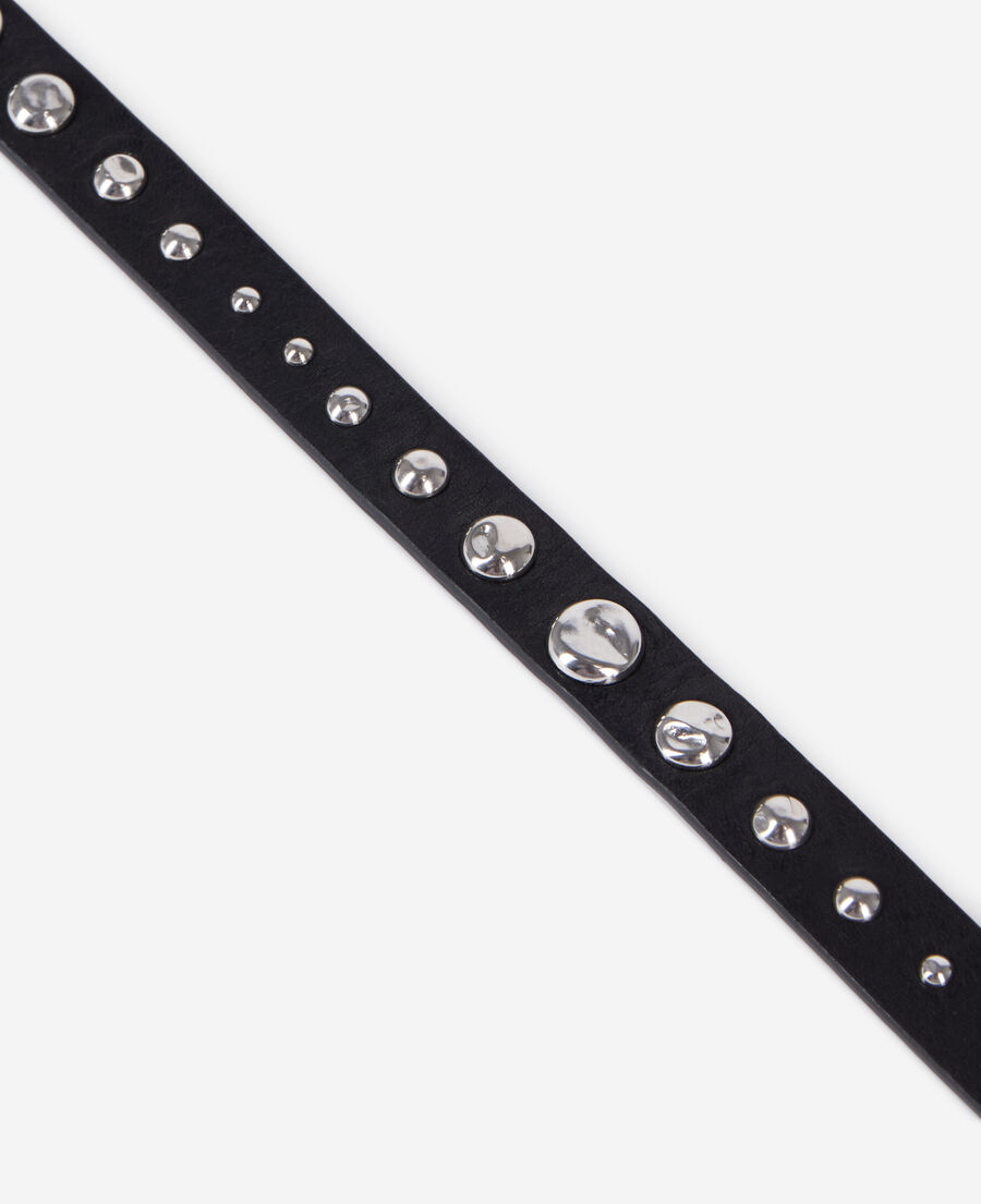 The Kooples FEMME BLACK ceinture fine en cuir avec clous noire