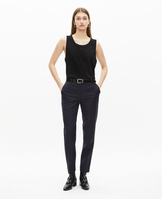 The Kooples WOMEN NAVY navy blue slim-fit wool tailored trousers