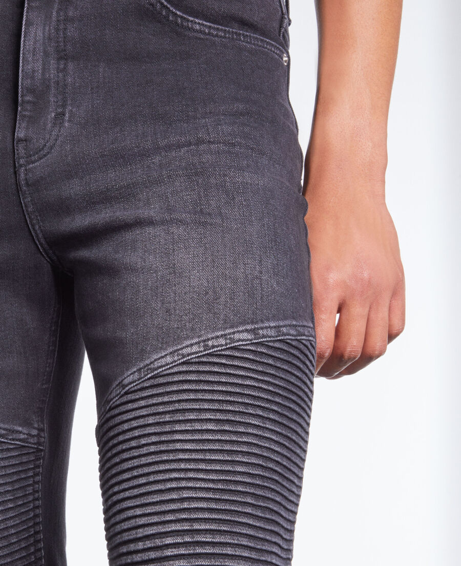 black slim biker jeans