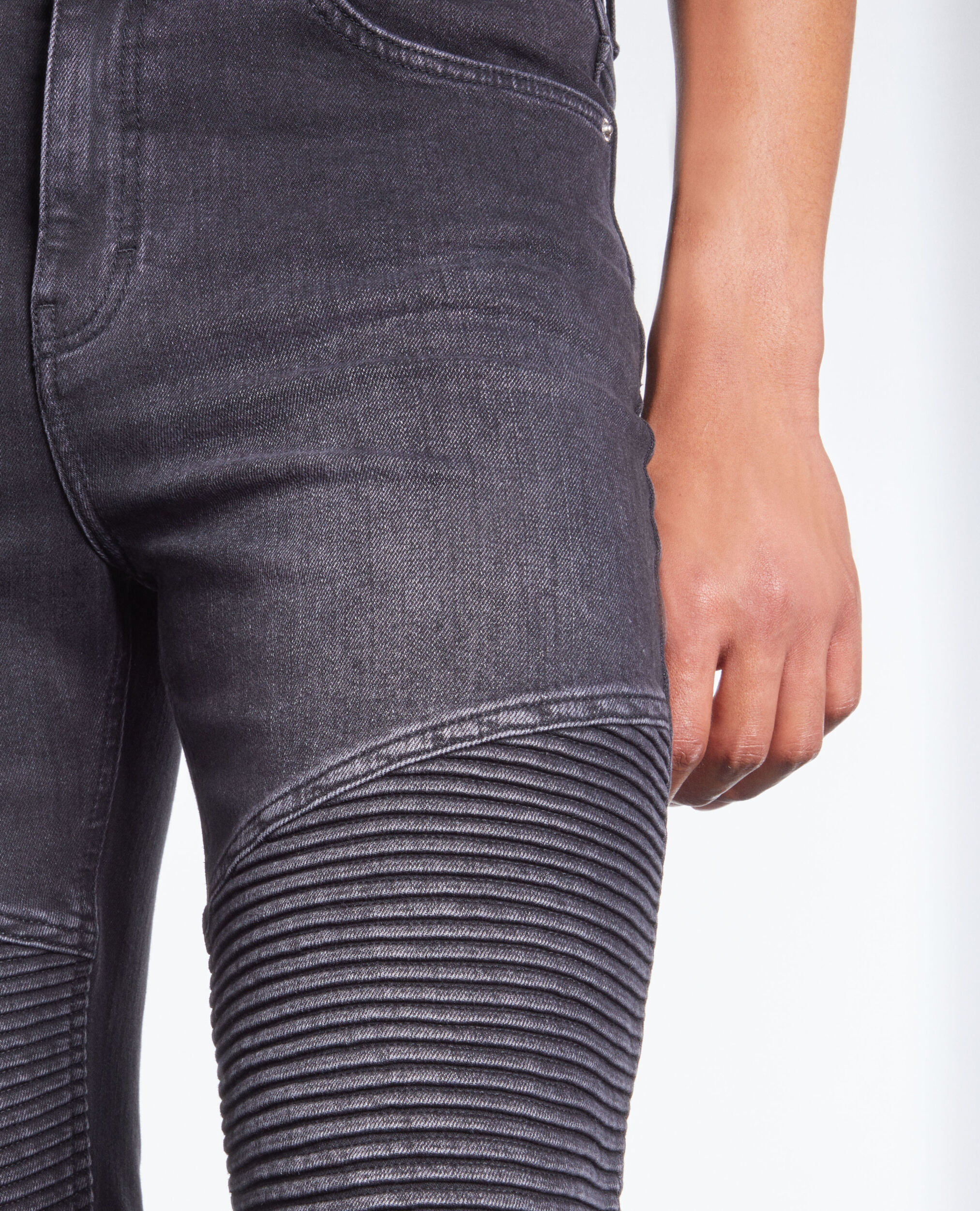 Black slim biker jeans, BLACK WASHED, hi-res image number null