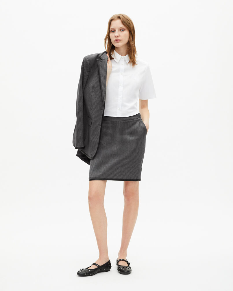The Kooples WOMEN DARK GREY short striped skirt