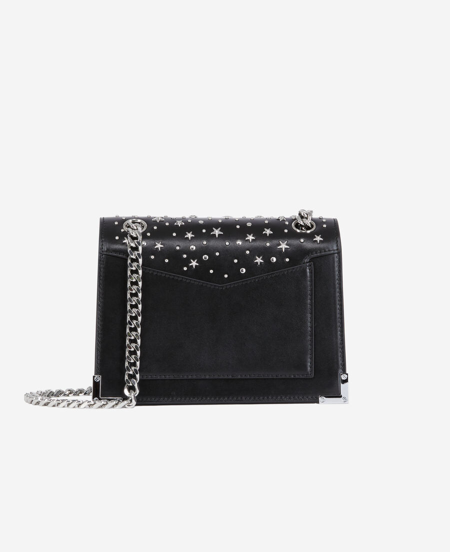 emily chain bag in black leather with stars
