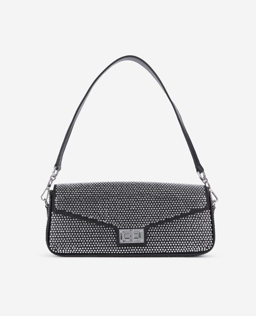 The Kooples F BLACK black nylon rhinestone clutch bag