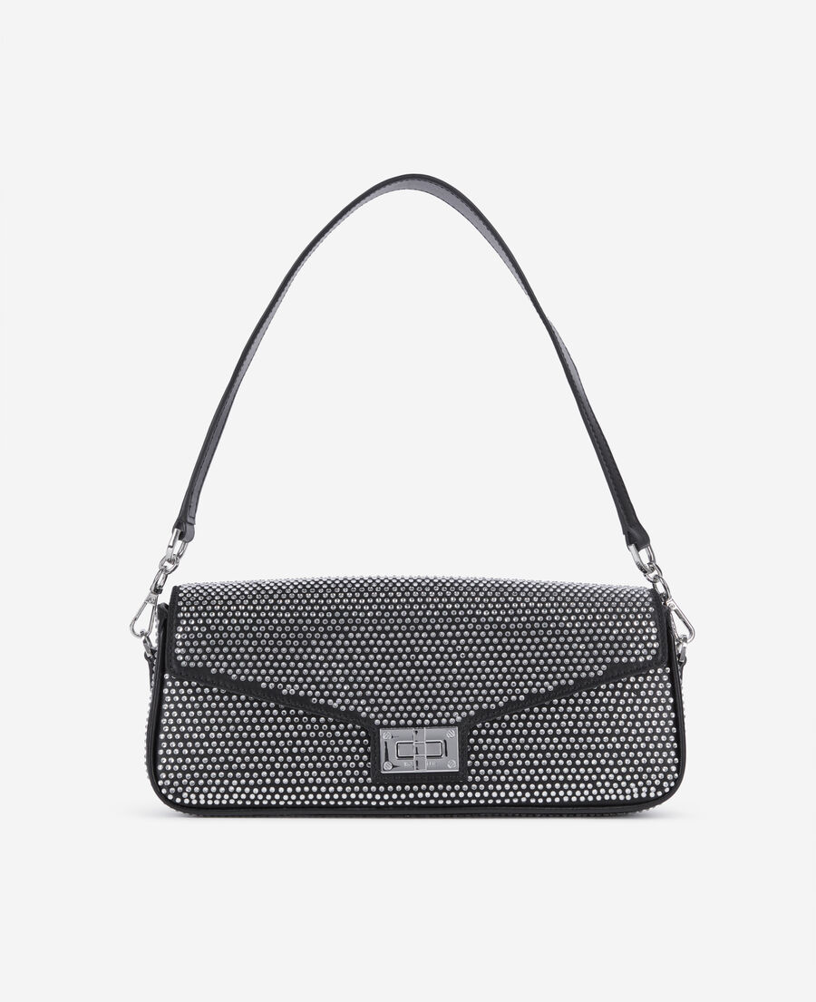 The Kooples DAMEN BLACK schwarze pochette aus nylon mit strassbesatz