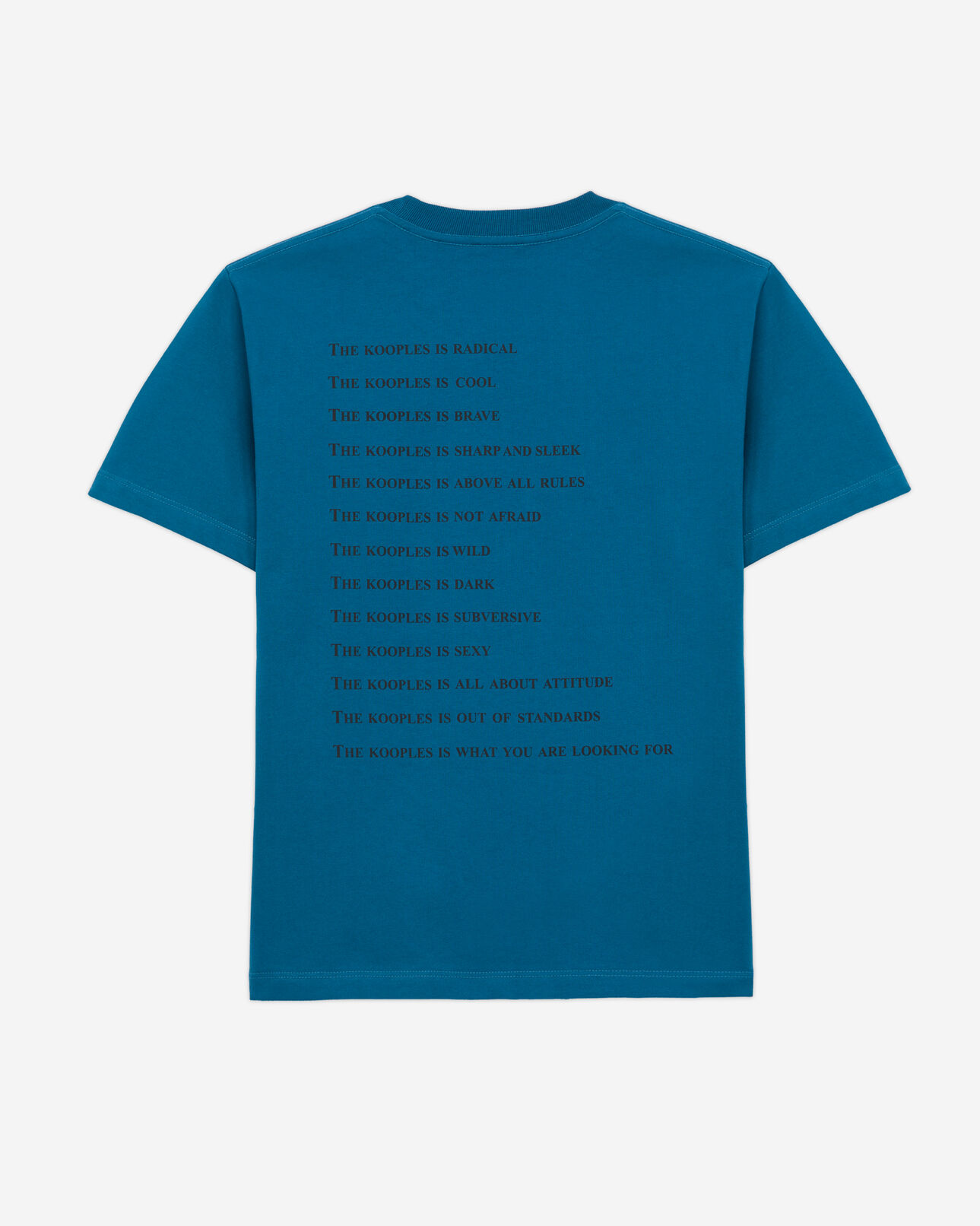 The Kooples DAMEN MEDIUM BLUE blaues t-shirt mit what is-schriftzug
