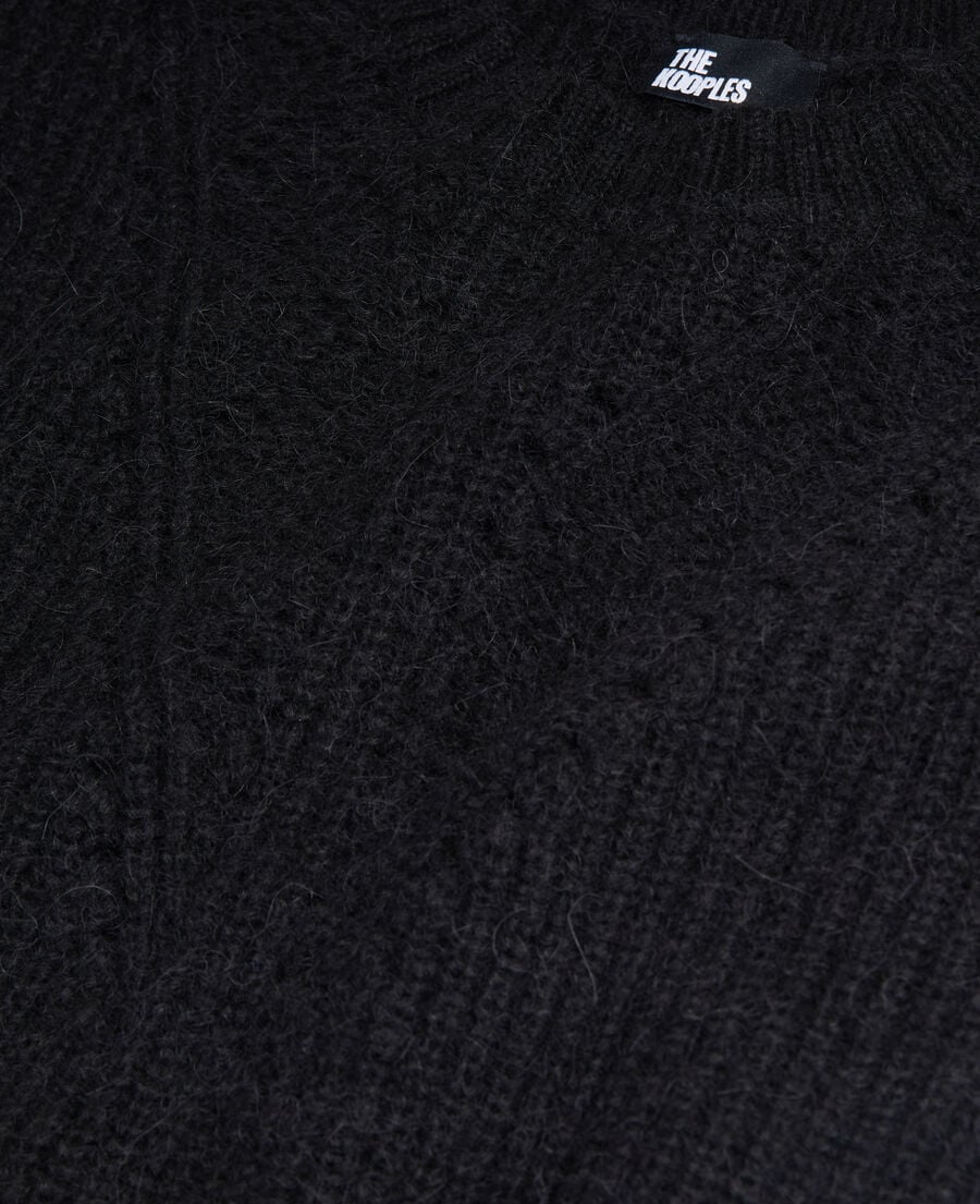 The Kooples FEMME BLACK pull noir en laine m&eacute;lang&eacute;e