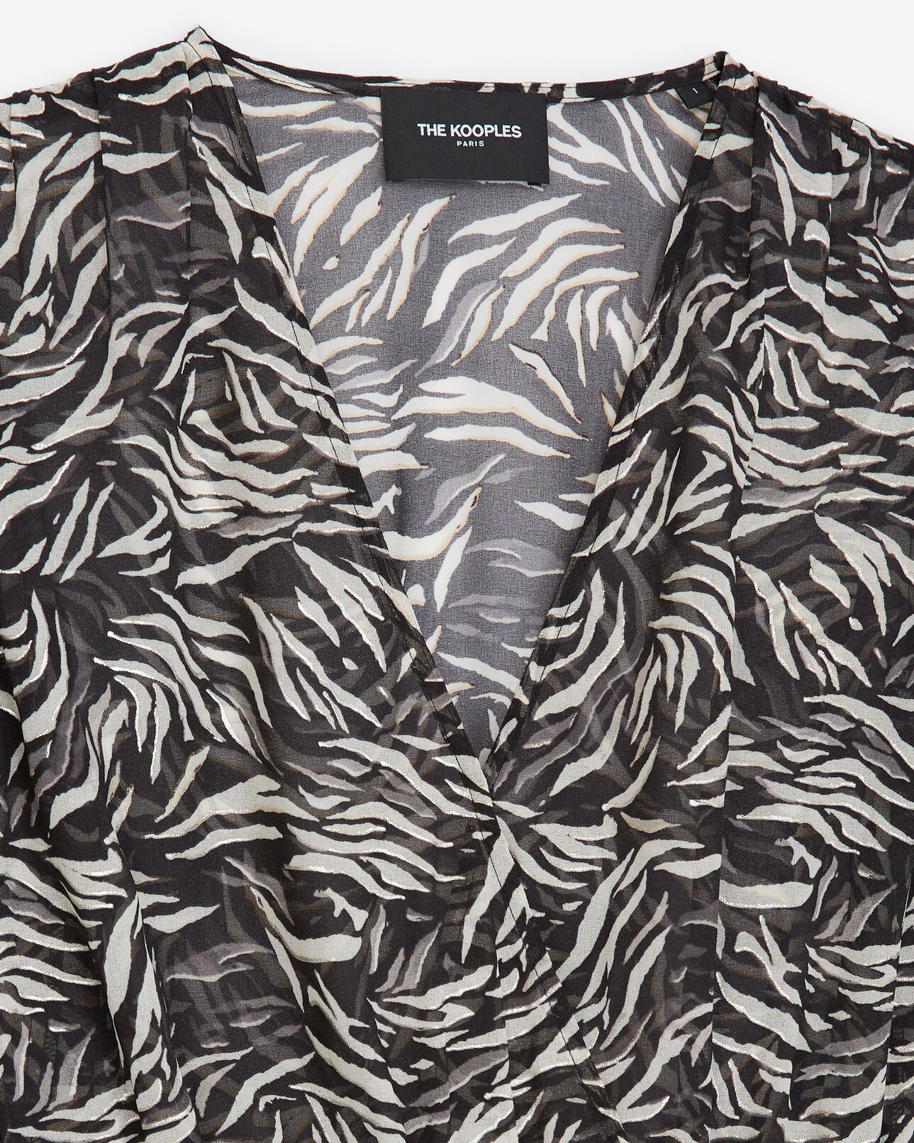 The Kooples WOMEN BLACK WHITE flowing black and white zebra-print top