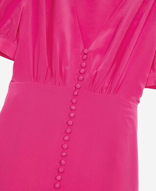 The Kooples WOMEN FUSHIA long dress with pink silk buttoning