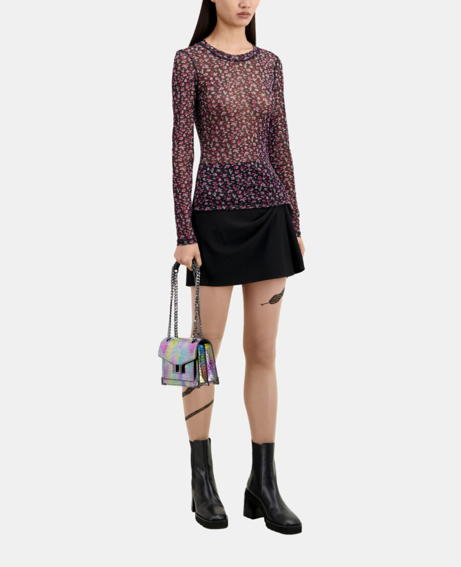 The Kooples FEMME BLACK / PINK t-shirt imprim&eacute;