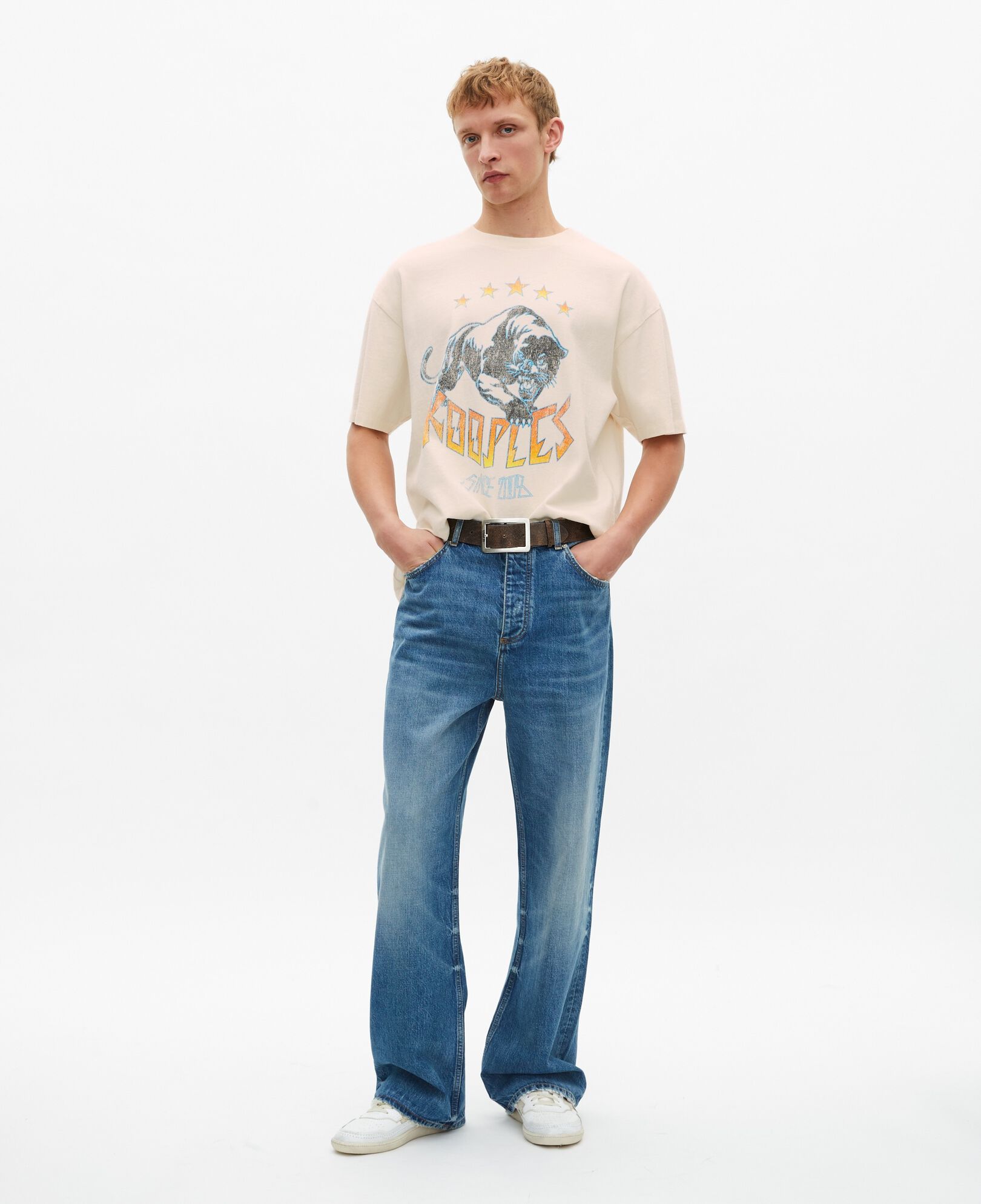 The Kooples MEN ECRU ecru screen print t-shirt