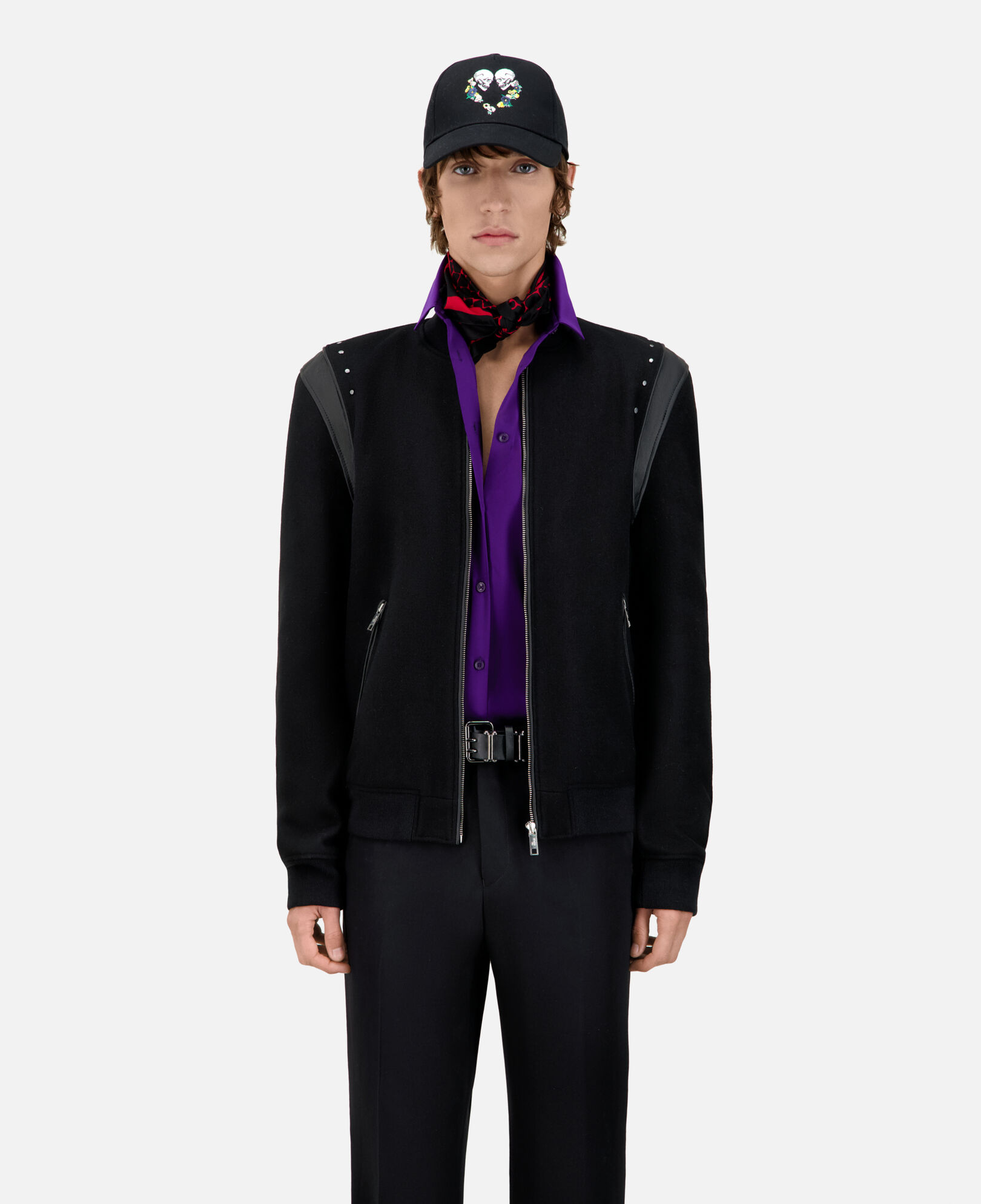 The Kooples MIXED BLACK black cap with skull heart embroidery