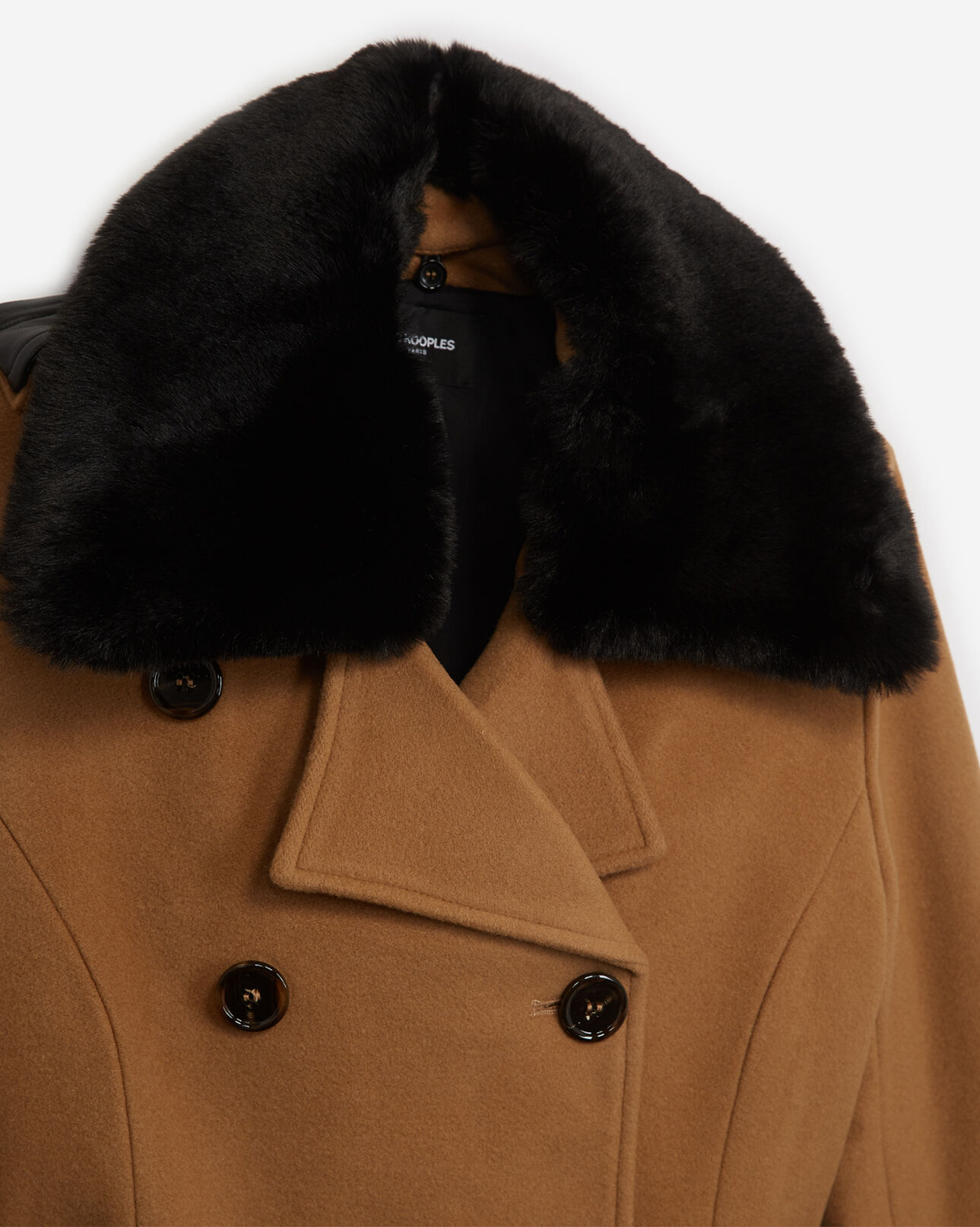 The Kooples FEMME CAMEL manteau long laine camel style trench