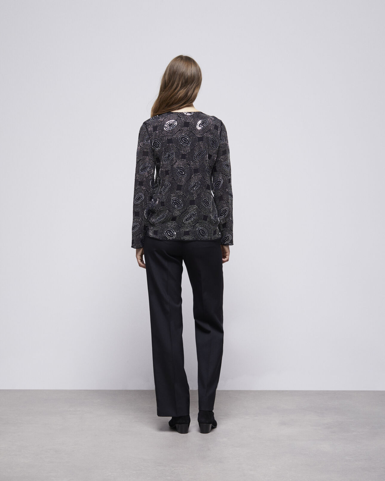 The Kooples FEMME BLACK top à strass noir