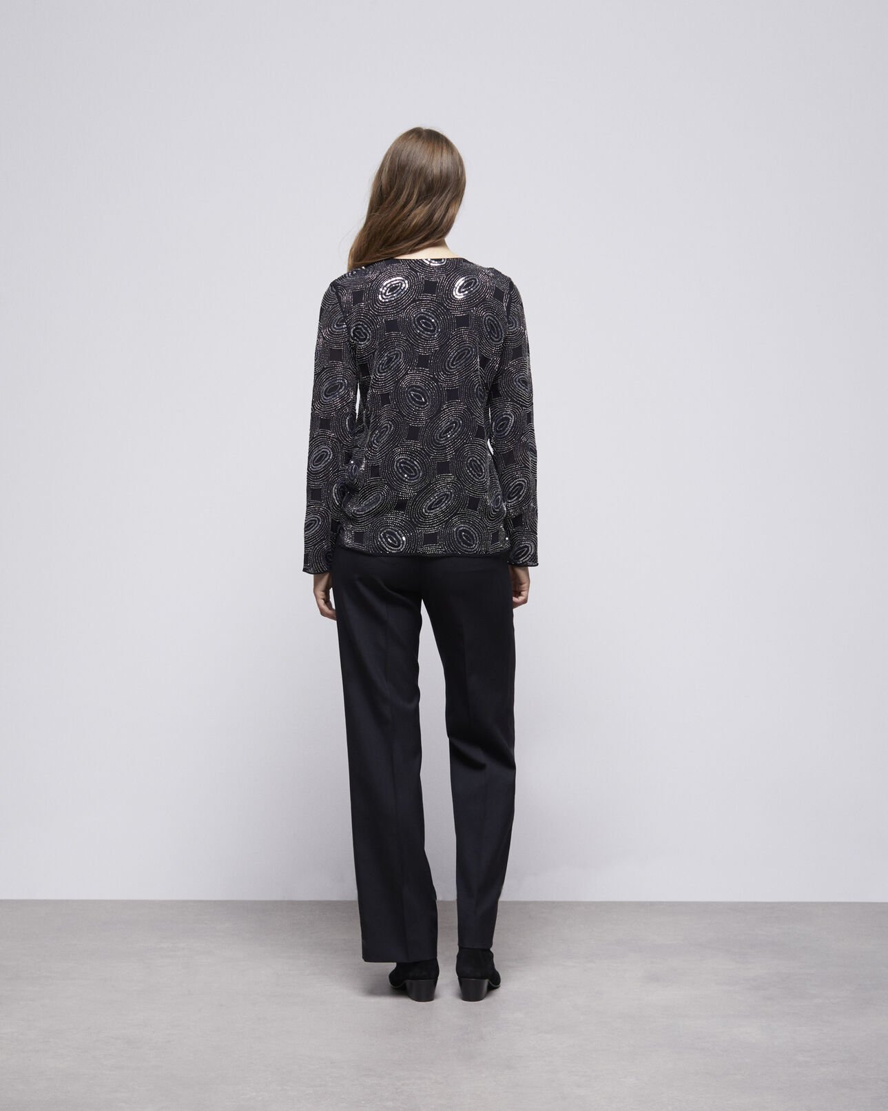 The Kooples FEMME BLACK top à strass noir