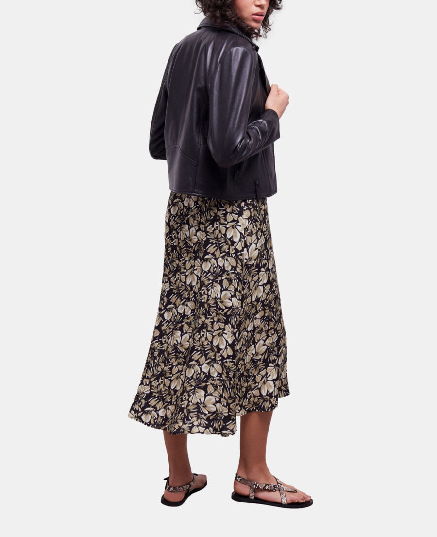 The Kooples WOMEN BLACK BROWN long printed dress with buttons
