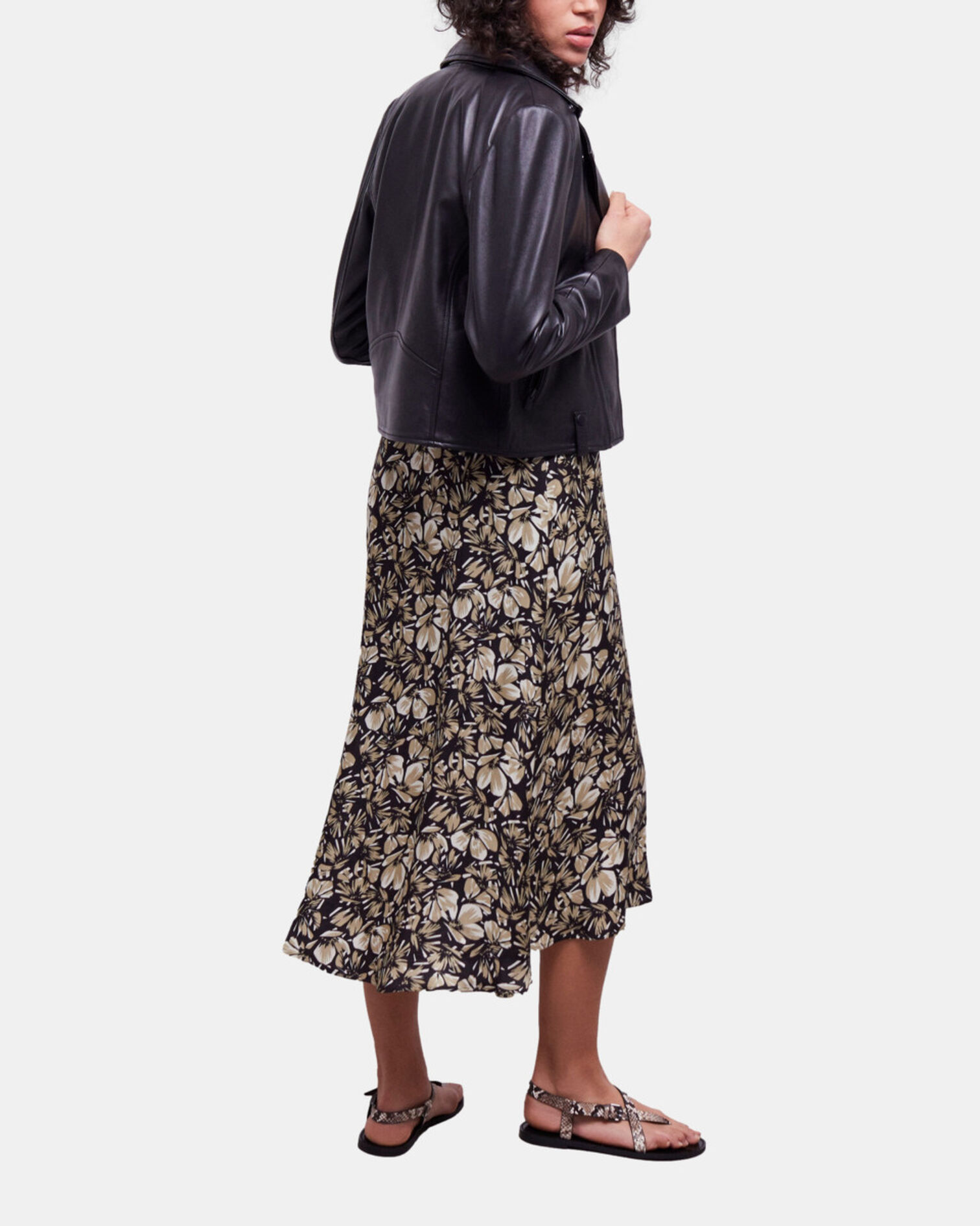 Long printed dress with buttons, BLACK BROWN, hi-res image number null