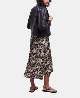 The Kooples WOMEN BLACK BROWN long printed dress with buttons