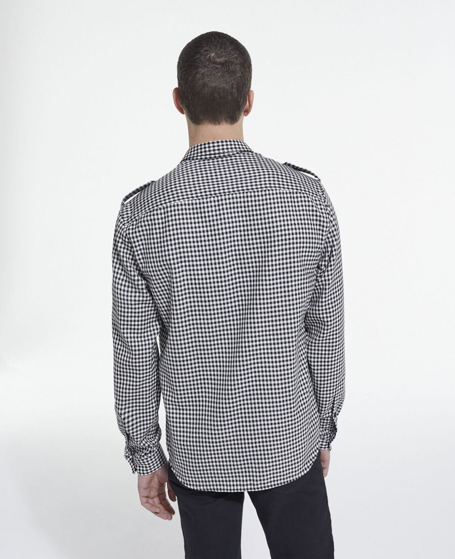 chemise col classique en laine à carreaux