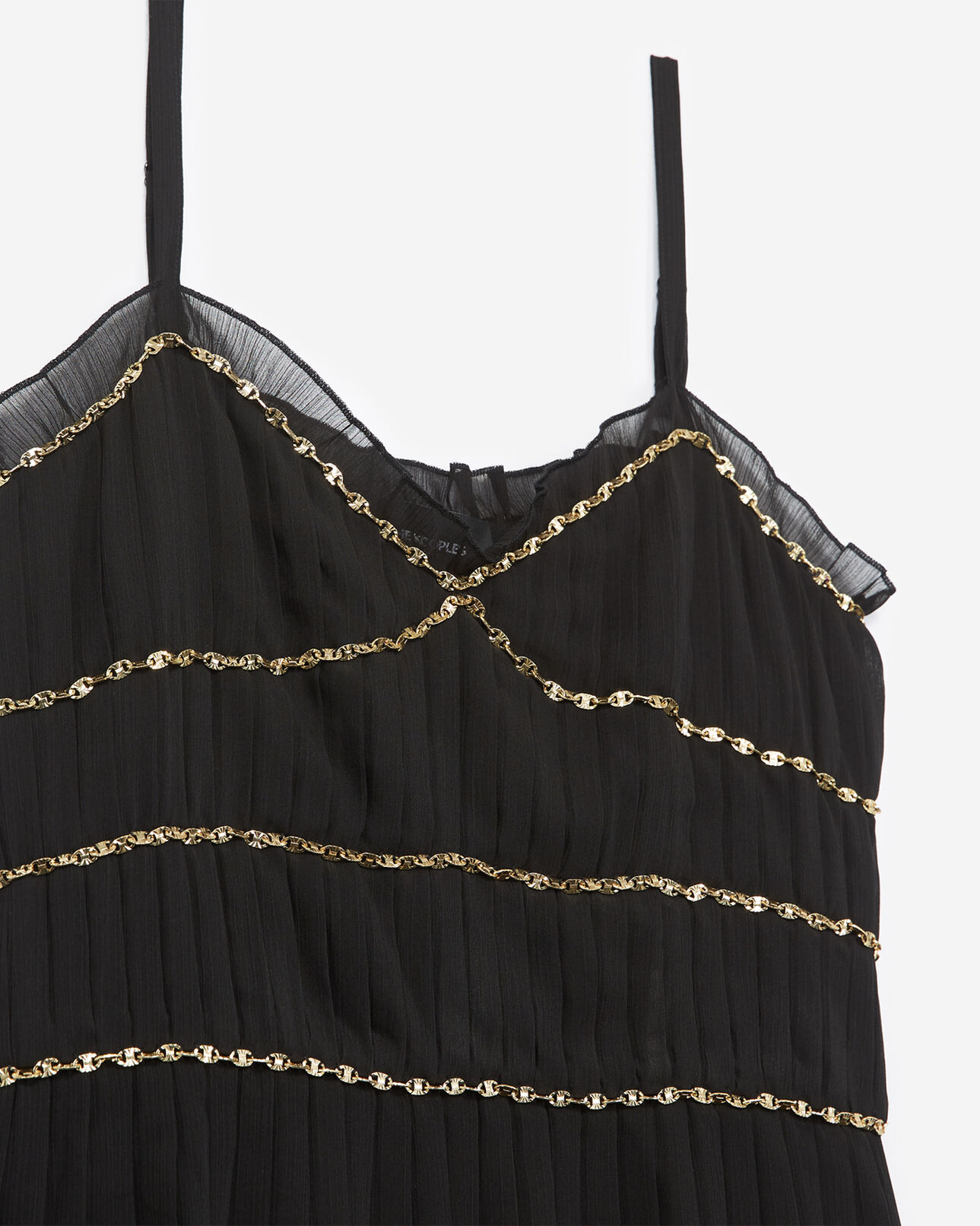 The Kooples FEMME BLACK top ajusté mousseline noire détails chaînes