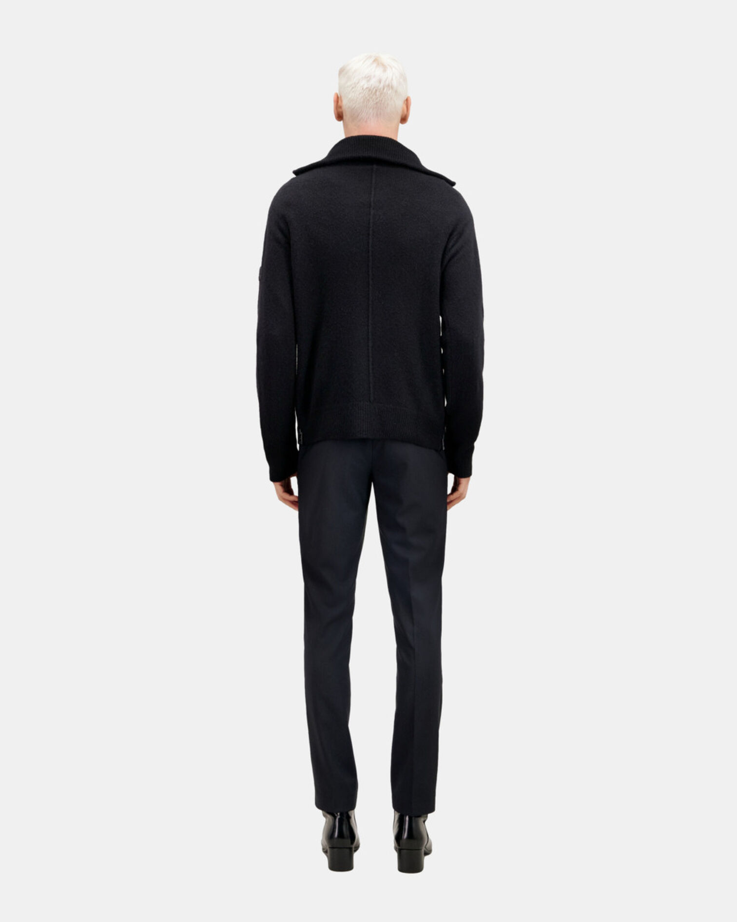 Pull en laine mélangée avec zip noir, BLACK, hi-res image number null