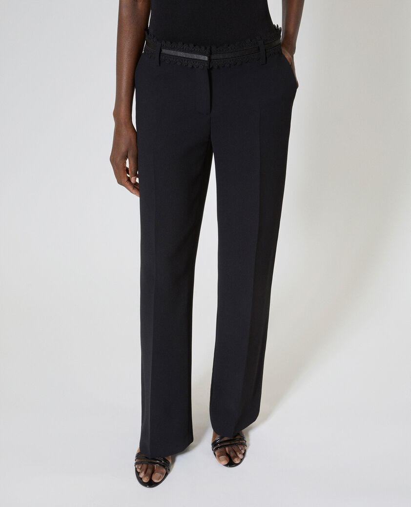 The Kooples WOMEN BLACK black wide-leg pants