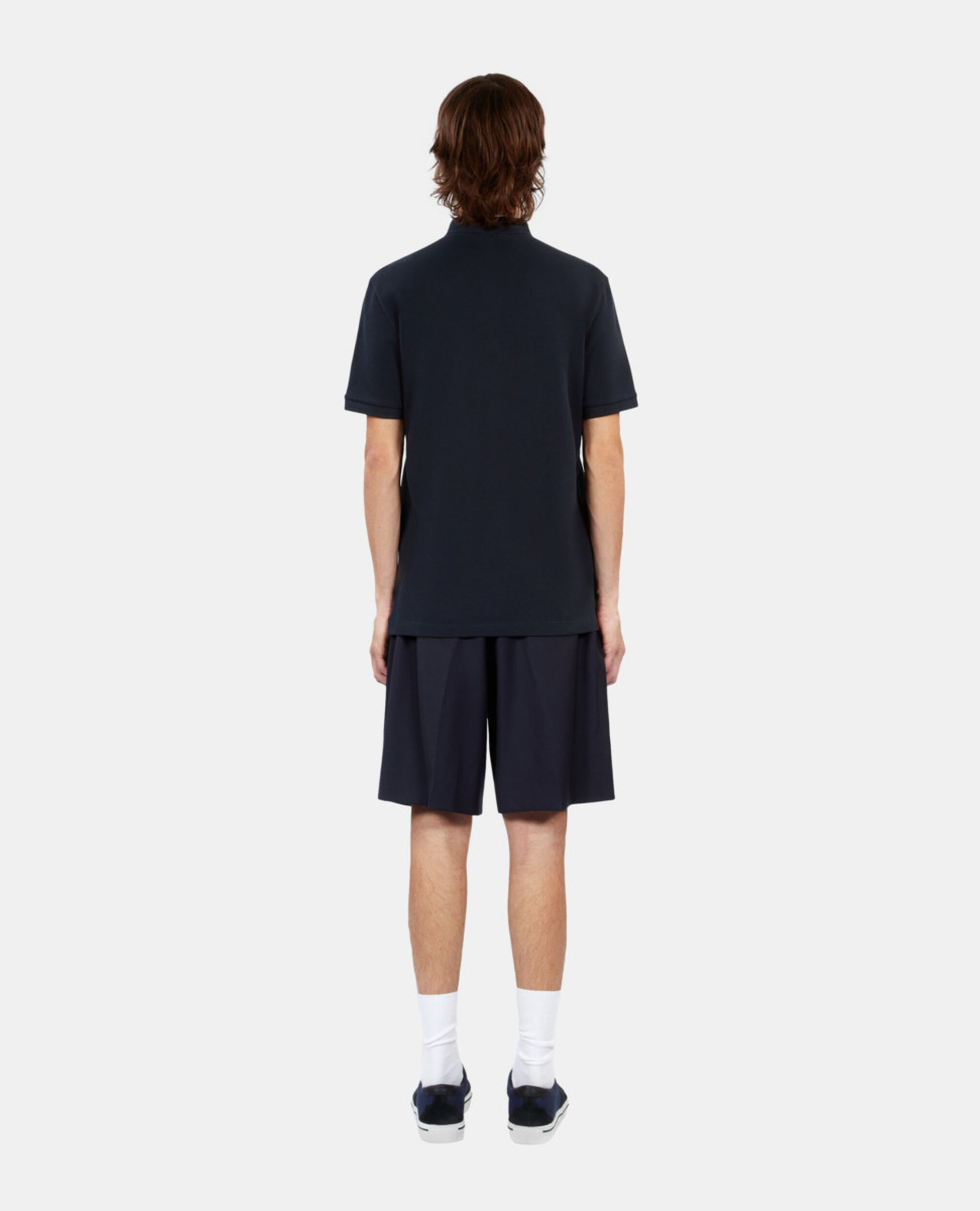 Polo en coton piqué bleu marine, NAVY, hi-res image number null