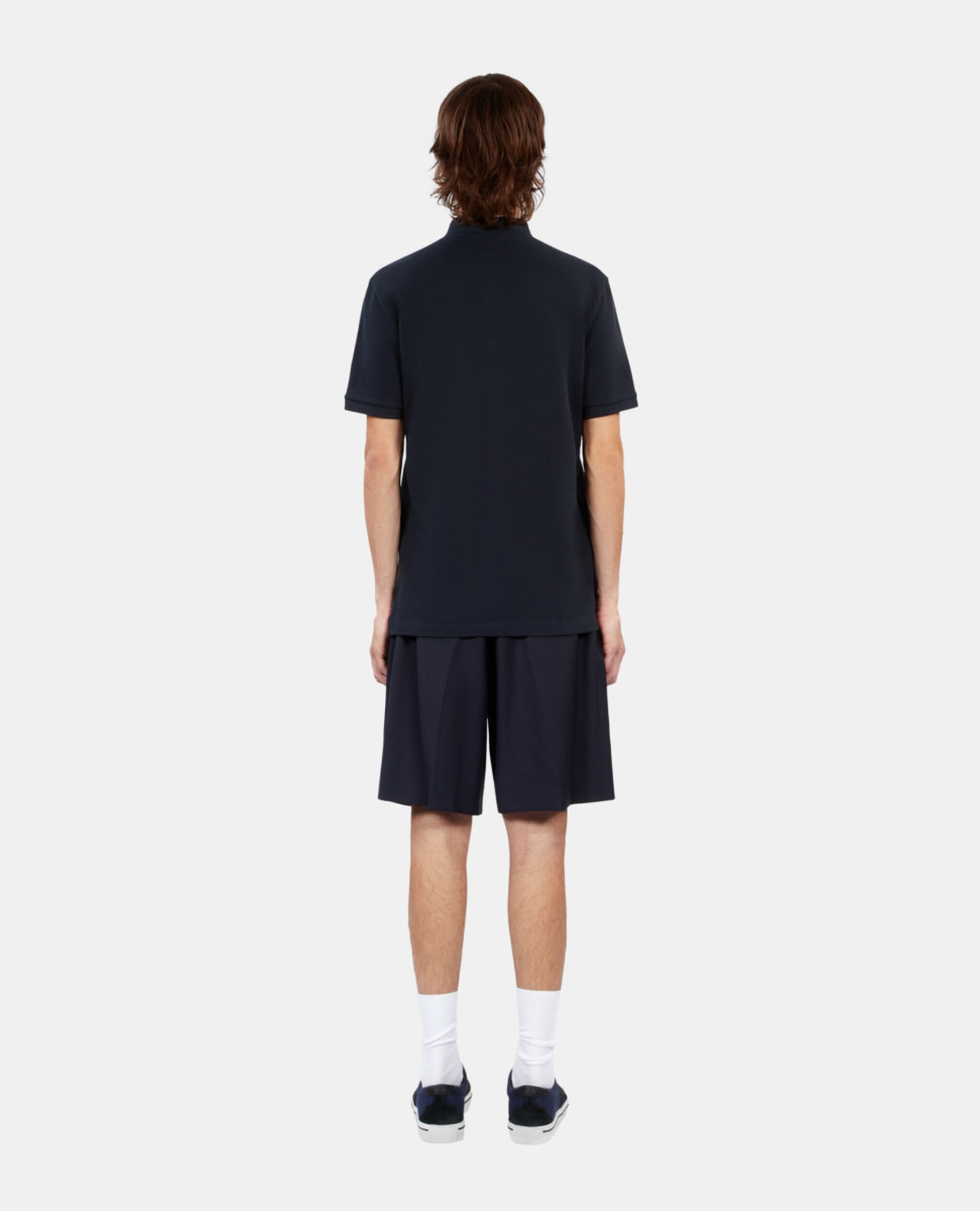 Polo en coton piqué bleu marine, NAVY, hi-res image number null