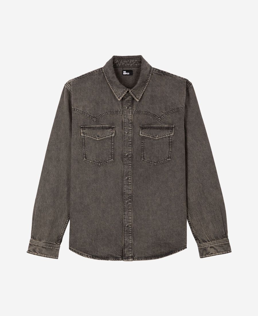 The Kooples HERREN DENIM GREY graues denim-hemd