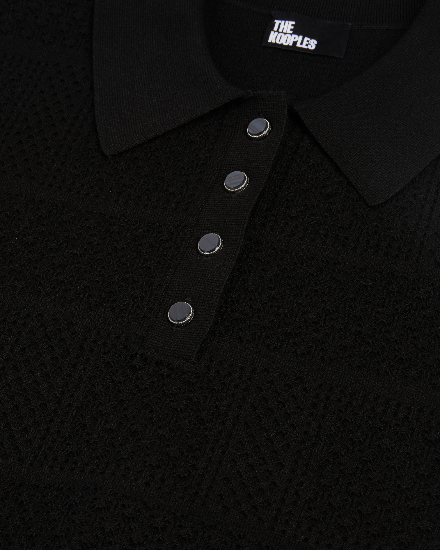 Polo en maille ajourée noir, BLACK, hi-res image number null