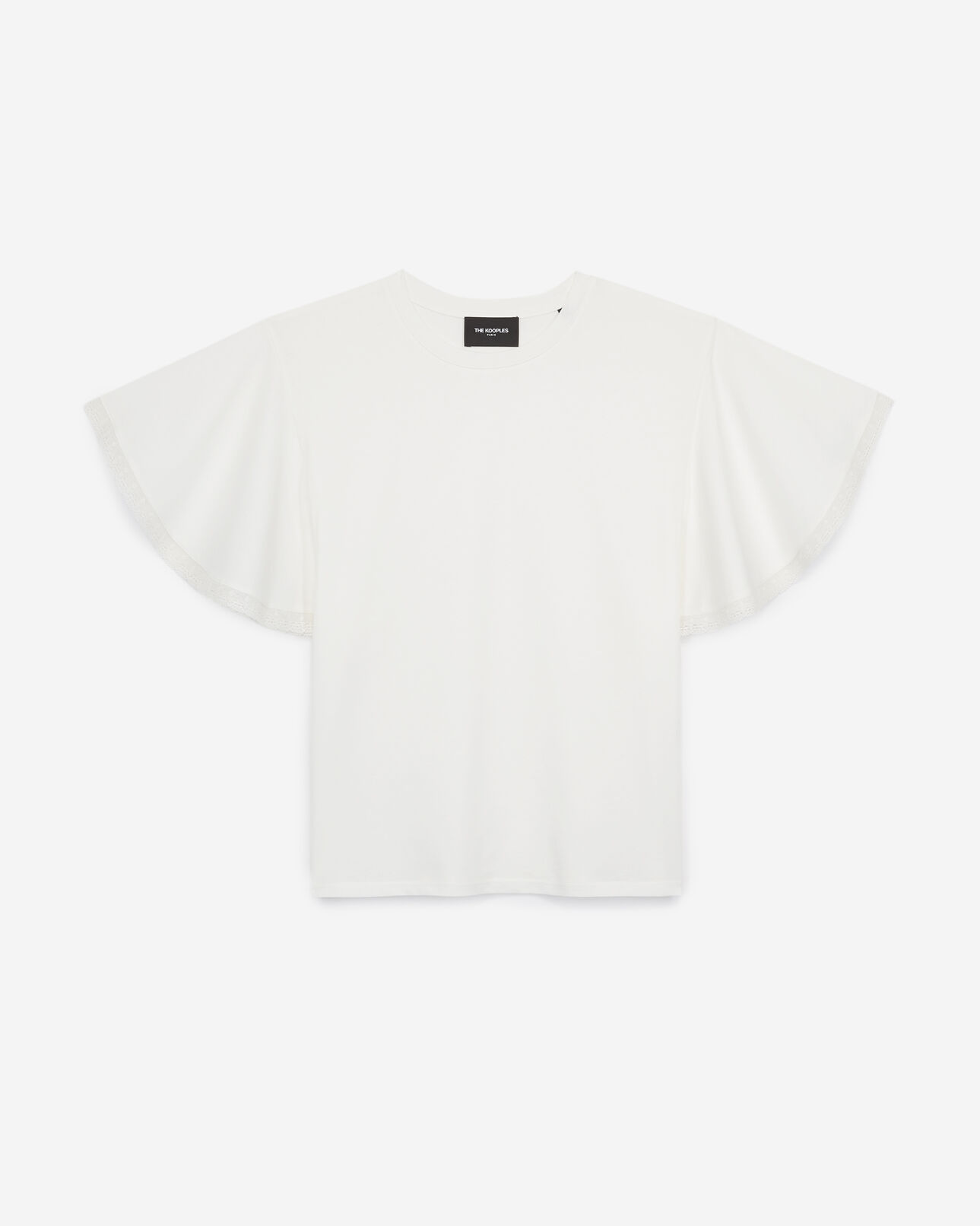 The Kooples FEMME ECRU t-shirt écru coton manches à volants