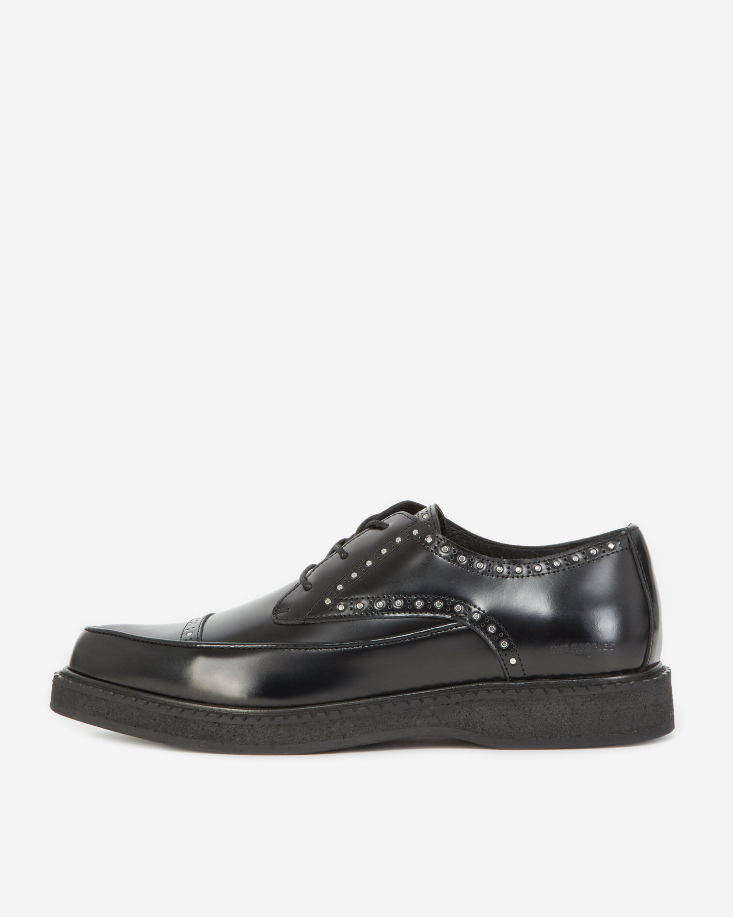 Chaussures noires cuir à détail clouté, BLACK, hi-res image number null