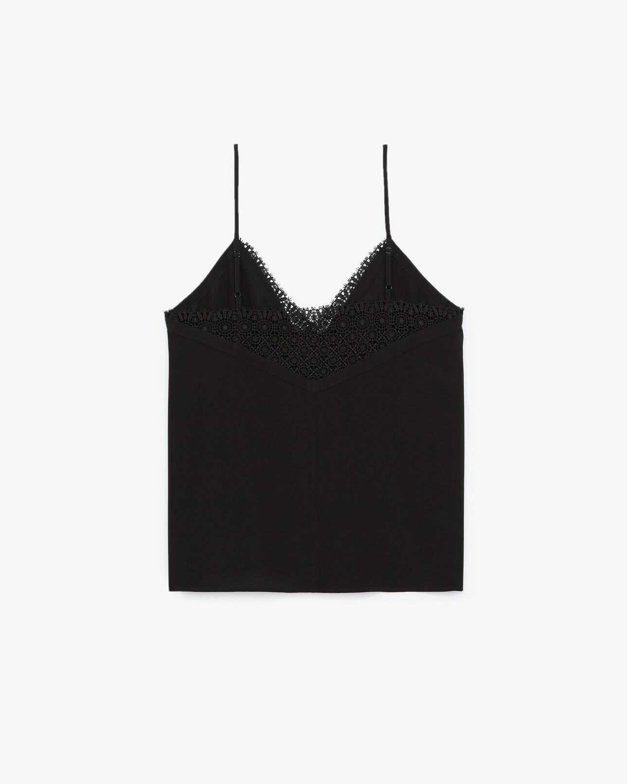 The Kooples WOMEN BLACK black silk camisole with v-neck and lace back