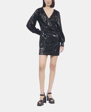 The Kooples FEMME BLACK robe &agrave; sequins courte noire