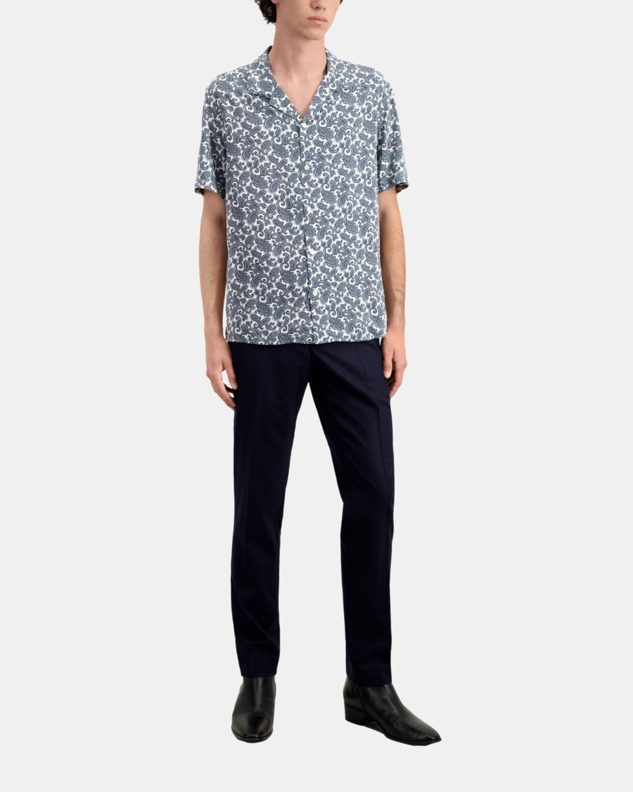The Kooples MEN WHITE - BLUE short sleeved printed shirt