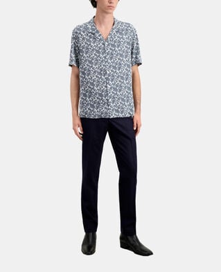 The Kooples HERREN WHITE - BLUE kurzärmeliges hemd mit print 