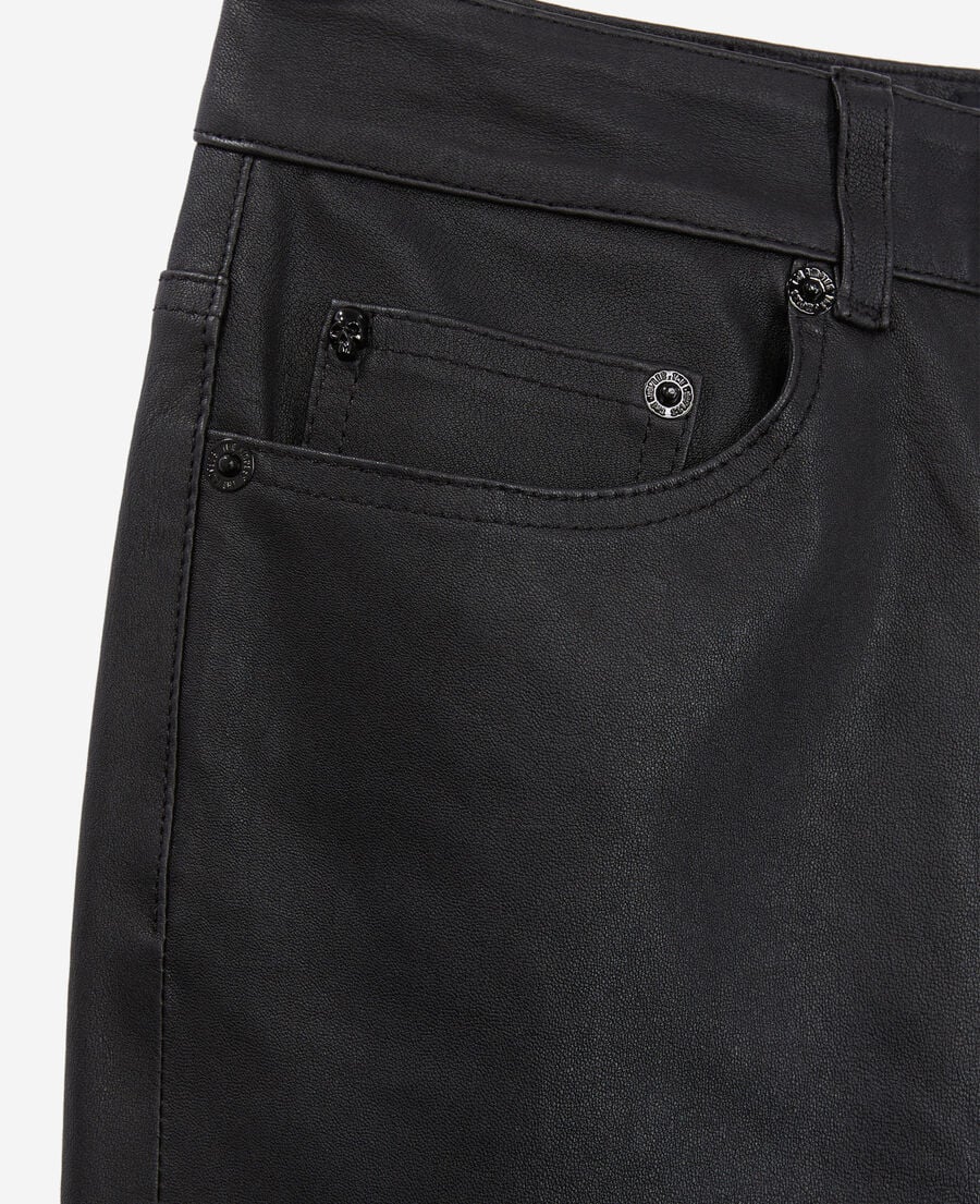 The Kooples FEMME BLACK pantalon slim en cuir noir