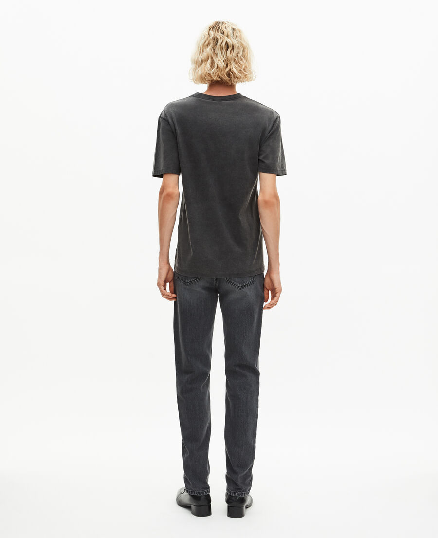 The Kooples MEN BLACK WASHED t-shirt with faded black silk-screen print