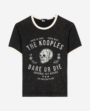 The Kooples WOMEN BLACK WASHED t-shirt with black screen print