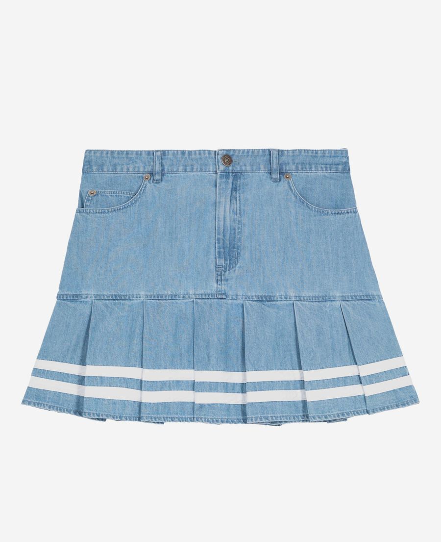The Kooples WOMEN BABY BLUE short pleated denim skirt