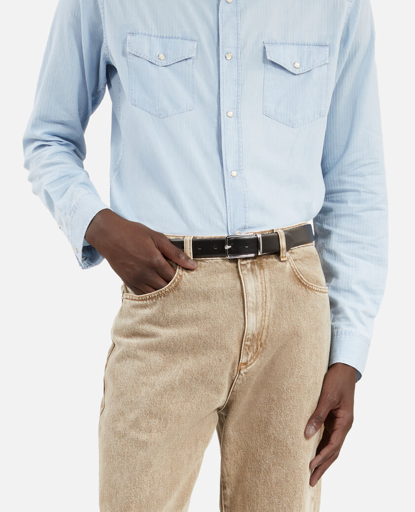 The Kooples HOMME BLACK ceinture reversible en cuir bicolore