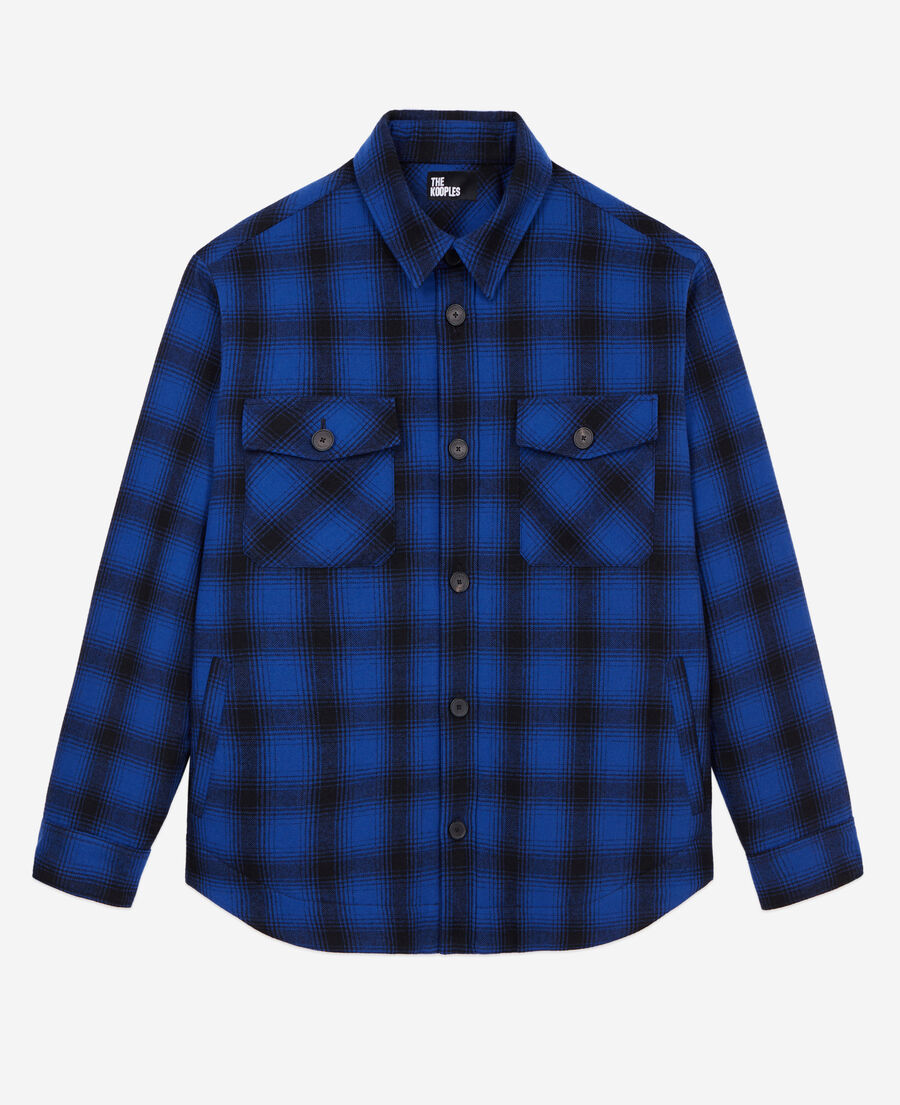 The Kooples H BLUE BLACK checkered wool-blend overshirt jacket
