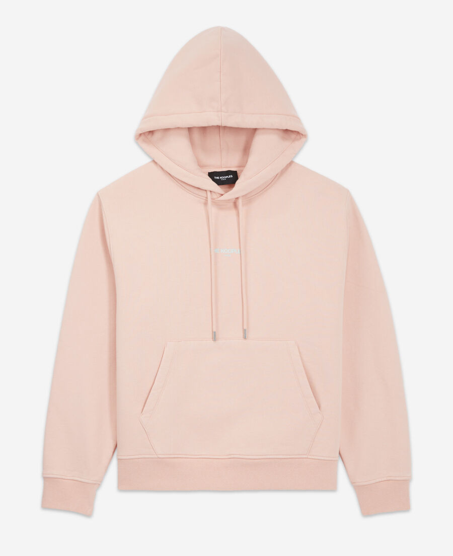 hooded light pink sweatshirt w/ pouch pocket