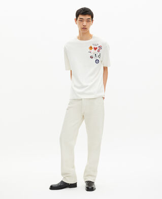 The Kooples HERREN ECRU bedrucktes t-shirt mit pinien-effekt ecru