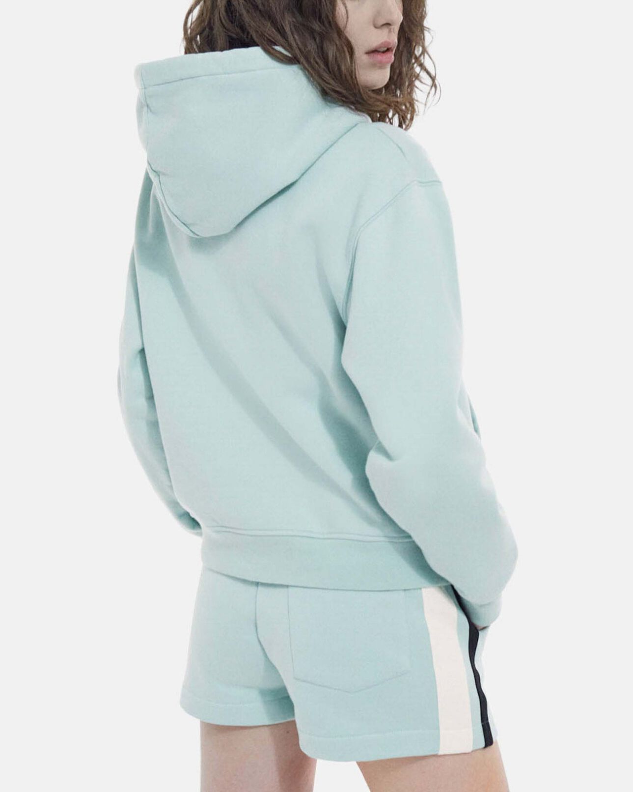 The Kooples FEMME GRIS BLEU sweat vert clair capuche poche kangourou