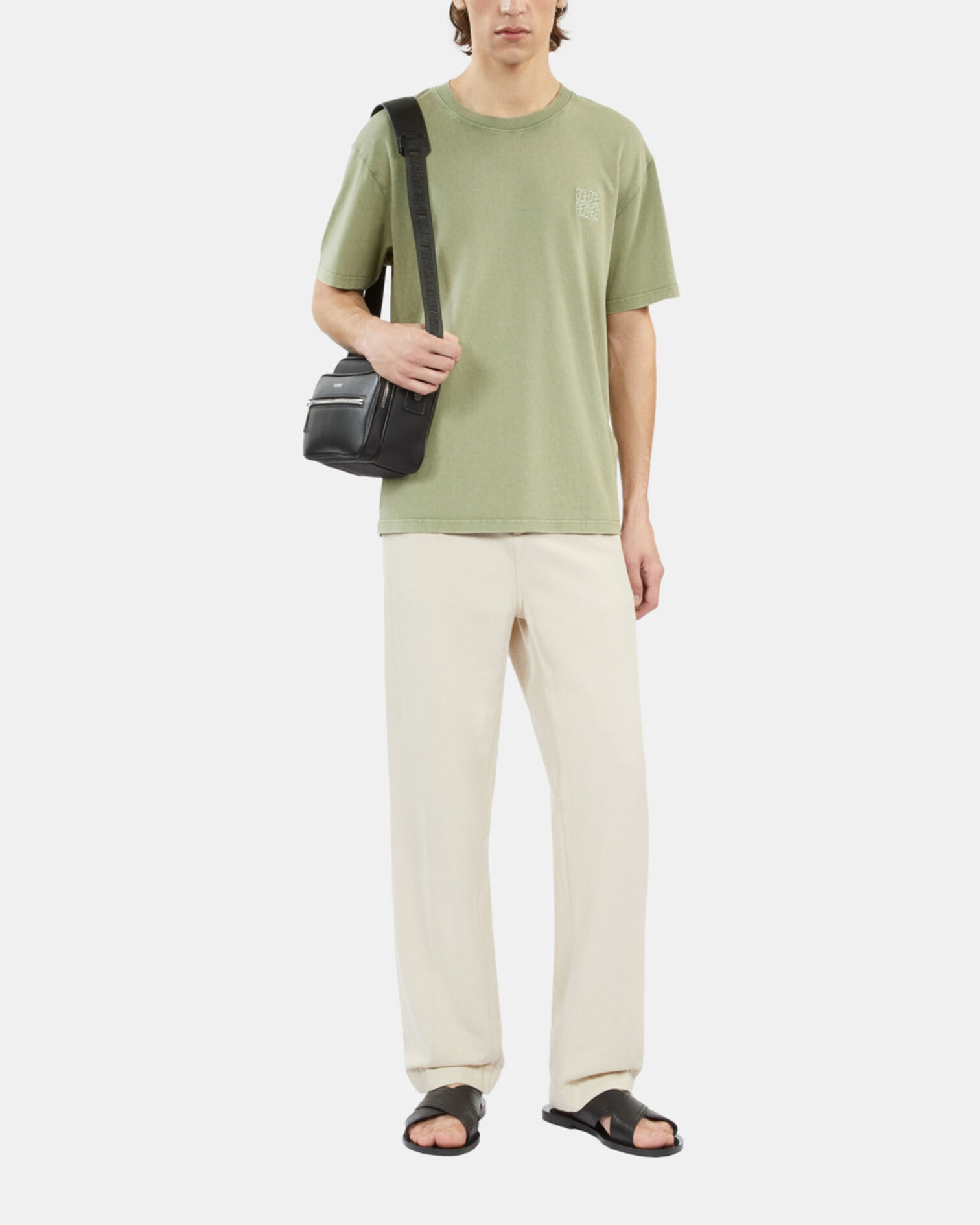 Light green t-shirt with Logo embroidery, KAKI GREY, hi-res image number null