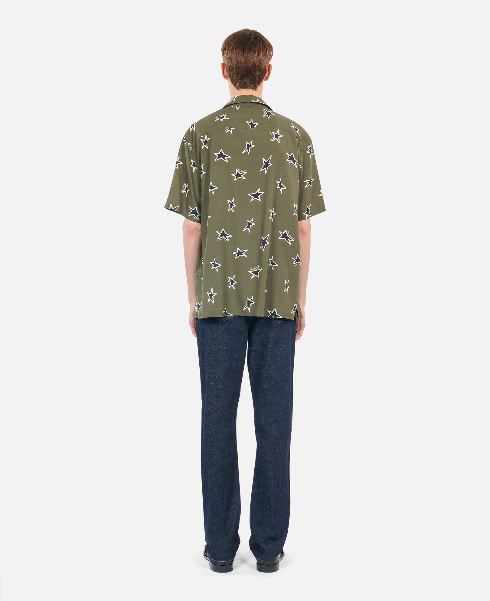 The Kooples MEN KAKI BLACK short-sleeved star printed shirt