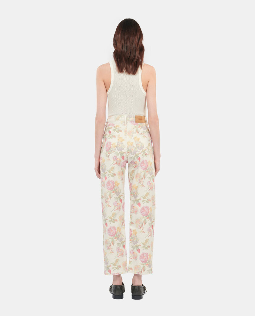 The Kooples F ECRU floral printed boyfriend jeans